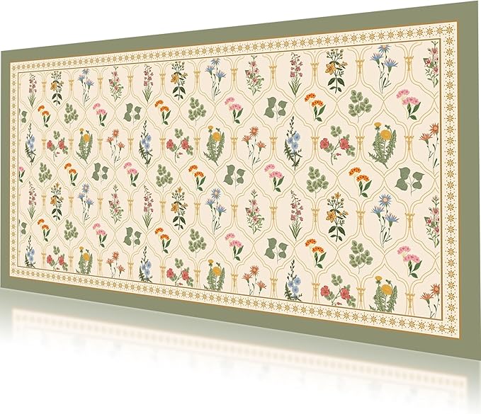 Desk Pad, ZAXOXAZ PU Lesther Desk Protector, 31.5" x 15.7" XXL Large Extended Mouse Pad, Big Floral Desk Mat Flowers Desk Blotter, Laptop Desk Pad, Waterproof Desk Writing Pad for Office and Home