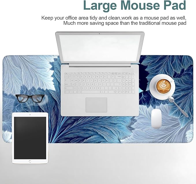 Spring Leaves Extended Gaming Mouse Pad 35.4x15.7Inch Large Desk Mat Anti-Slip Rubber Base & Durable Stitched Edges for Gamers Smooth Mouse Writing Surface for Desk Office/Home