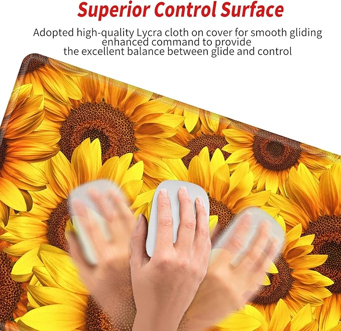 Gaming Mouse Pad 48 x 24 Giant Desk Mat XXXL Mousepad Extra Large Desk Pad Sunflower Full Huge Computer Mat for Protector Desktop Wireless Women