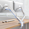 Flexispot Dual Monitor Arm, 17-32 Inch Monitor Mount up to 19.84 lbs, Fast Install VESA Mount for Home Office Gaming, Full Adjustable Gas Spring with C-Clamp and Grommet Base, White