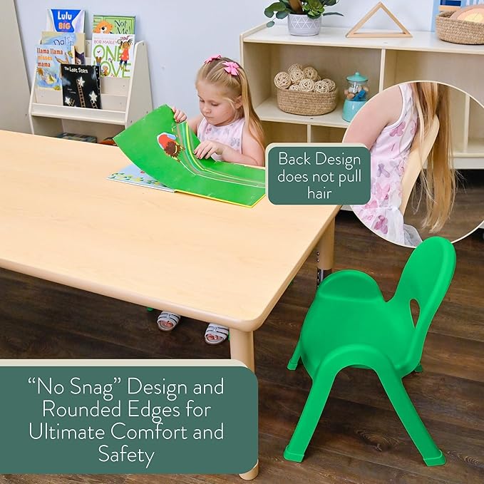 Children’s Factory Value Stack 9" Child Chair, Shamrock Green, 2 Pack, Stackable Ergonomic Seating Solution for Classrooms and Homeschools