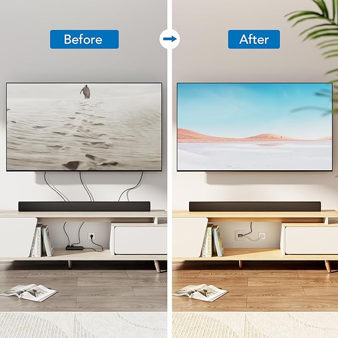 Mount-It! in-Wall TV Cable Management Kit with Recessed Power - Triple Outlet, 9ft Extension Cord and Hand Saw - Easy, Safe TV Outlet Wall Kit and TV Cable Hider Behind Wall