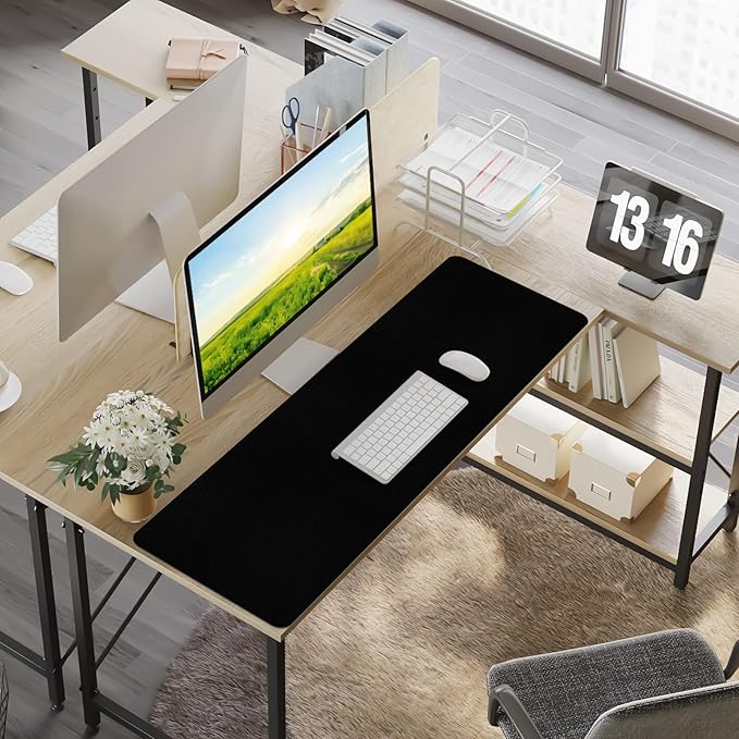 Large Desk Pad Mat, Long Mouse Pads for Desks Non-Slip, Black Leather Desk Mat, Waterproof Computer Mat Desktop Protector for Office/Study/Home/Decor (47.2" x 16.9")
