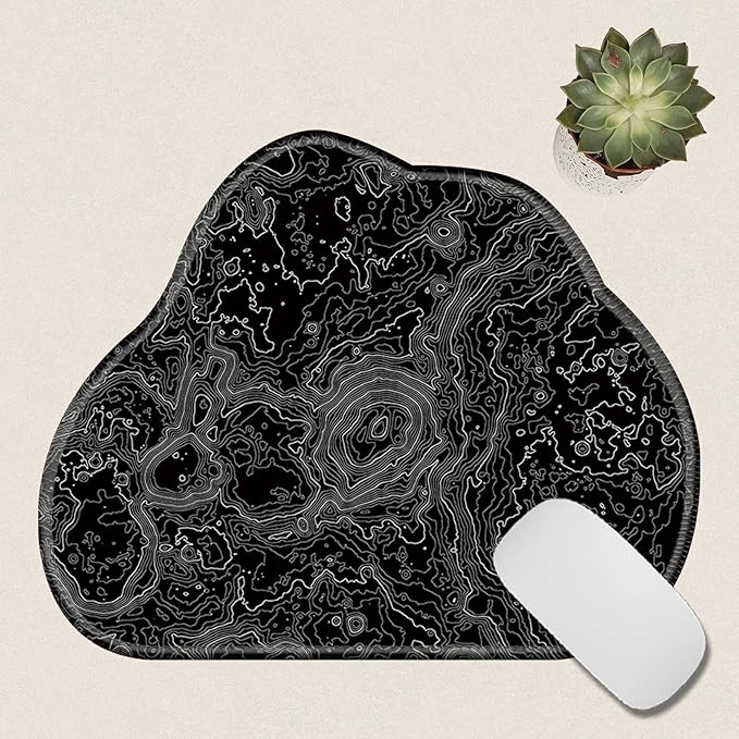 Cute Mouse Pad Plus 1 Coaster, Small Gaming Mouse Mat 11.8 x 9.45 inches, Travel Mouse Pads with Durable Stitched Edges Non-Slip Base, Lunar Surface Decor Mousepad for Office Home