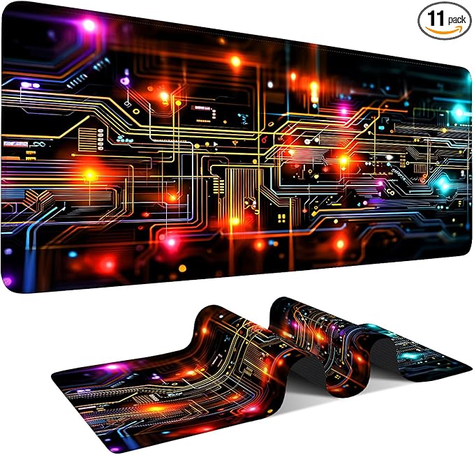 Lighting Extended Gaming Mouse Pad 35.4x15.7Inch Large Desk Mat Anti-Slip Rubber Base & Durable Stitched Edges for Gamers Smooth Mouse Writing Surface for Desk Office/Home