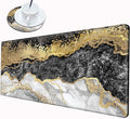 Gaming Mouse Pad XL Desk Mat for Desktop Extended Mousepad Black Gold Marble Desk Pad Long Computer Pads for 24"x12" Large Mouse Pads for Wireless Mouse Office Men