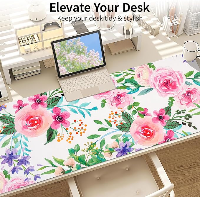 Long Desk Mat, Large Mouse Pad for Desk, Women Girls Waterproof Large Keyboard Pad, Cute Computer Mat for Office Work/Home/Decor/Desktop Accessories (47.2"x16.9")