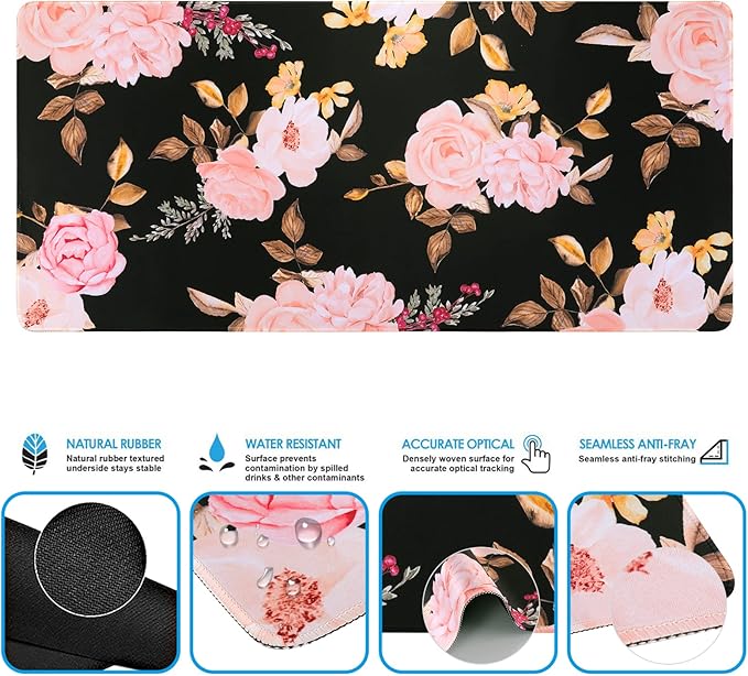 iCasso Keyboard Mouse Pad Set, Extended Gaming Mouse Pad + Keyboard Wrist Rest Support, Memory Foam, Easy Typing & Comfort, 3Pcs (35.4×15.7 in) Large Ergonomic XXL Thick Mousepad Desk Mat