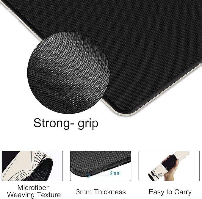 Large Mouse Pad 35.4x15.7 Inch Coffee, Cat and Book Gaming Desk Mat with Non-Slip Rubber Base, Stitched Edges for Gaming,Office