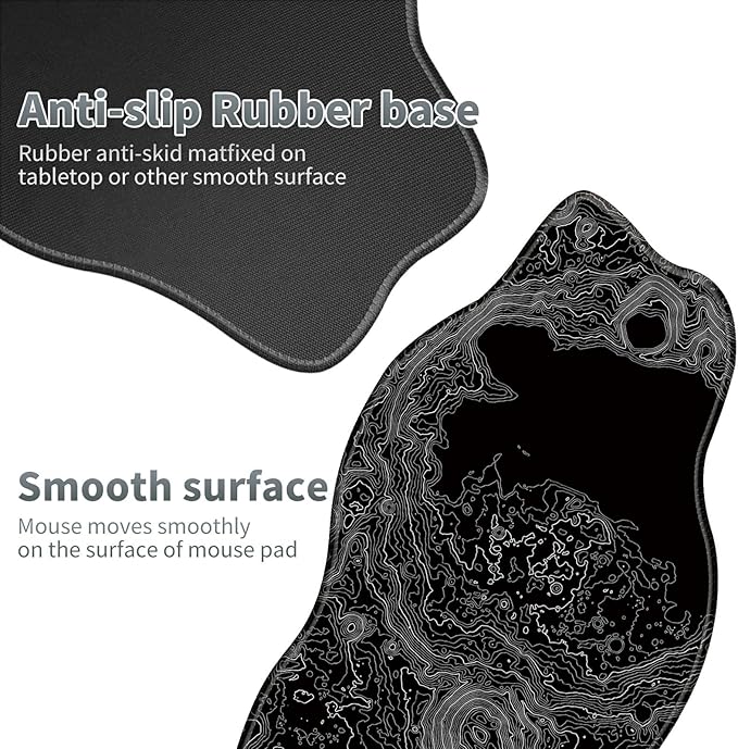 Lunar Surface Large Gaming Mouse Pad Plus a Coaster, 35.4 x 15.7 inches Desk Mat Extended XXL Mousepad with Stitched Edge Non-Slip Rubber, Desk Pad Computer Mouse Mat for Home Office