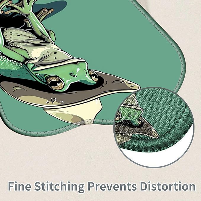 Cute Mouse Pad Plus 1 Coaster, Small Gaming Mouse Mat 11.8 x 9.45 inches, Travel Mouse Pads with Durable Stitched Edges Non-Slip Base, Green Frog Decor Mousepad for Office Home