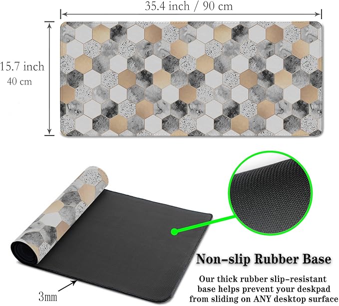 XXL Mouse Pad Desk Mat Large Gaming Mouse Pads Computer Mats 900X400 Mousepad Non-Slip Rubber Base Waterproof with Stitched Edges 35.4" X 15.7" for Game Office, Geometric Abstract