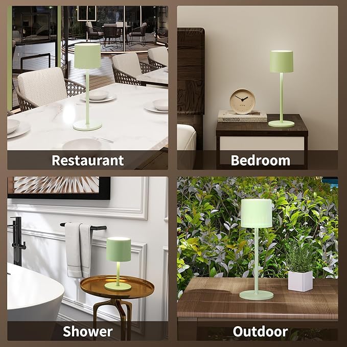 2-Pack Cordless Table Lamp, Portable LED Desk Lamps, 2 Adjustable Height, 4400mAh Battery Powered Rechargeable Light, 3 Color Stepless Dimming, for Restaurant, Bedroom, Outdoor Camping