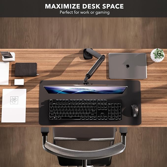 Mount-It! Single Monitor Arm Desk Mount, Gas Spring Monitor Mount, Fits 13–32" Screens up to 17.6 lbs, VESA 75x75 & 100x100, Full Motion Tilt Swivel Rotate, C-Clamp & Grommet Base