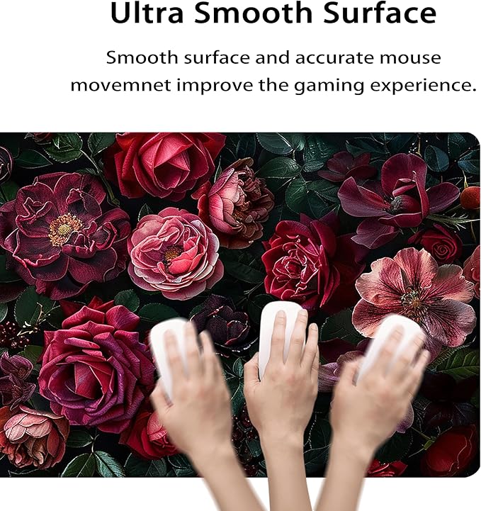 35.4 x 15.7 in, XXL Large Mouse Pad for Desk, Extended Keyboard Mouse Mat for Computer Office, Big Laptop Mouse pad, Gaming pc-Vintage Summer Romanticism Rose