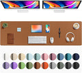 Aothia Faux Leather Desk Mat - Large Mouse Pad, Non-Slip PU Leather Blotter, Waterproof Writing Surface for Office and Home (Brown, 63" x 17")