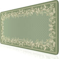 iCasso Floral Desk Mat for Keyboard and Mouse,Cute Gaming Mouse Pad XXL,Anti-Slip Desk Matt for Desktop,Soft Lycra Surface Computer Mat Women,Girly Big Mousepad for Home Office (Light Green)