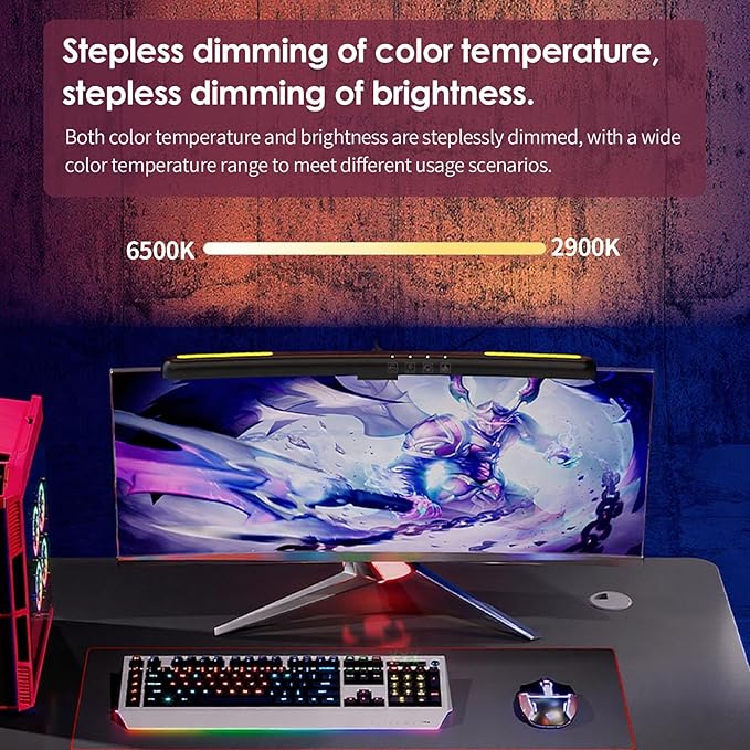BY-J Computer Monitor Light Bar, Eye-Care USB Reading LED Task Lamp with Touch Control, Fit for Curved Monitor, No Screen Glare Dimmable Desk Lamp Computer Monitor Light Bar for Screen Home Office