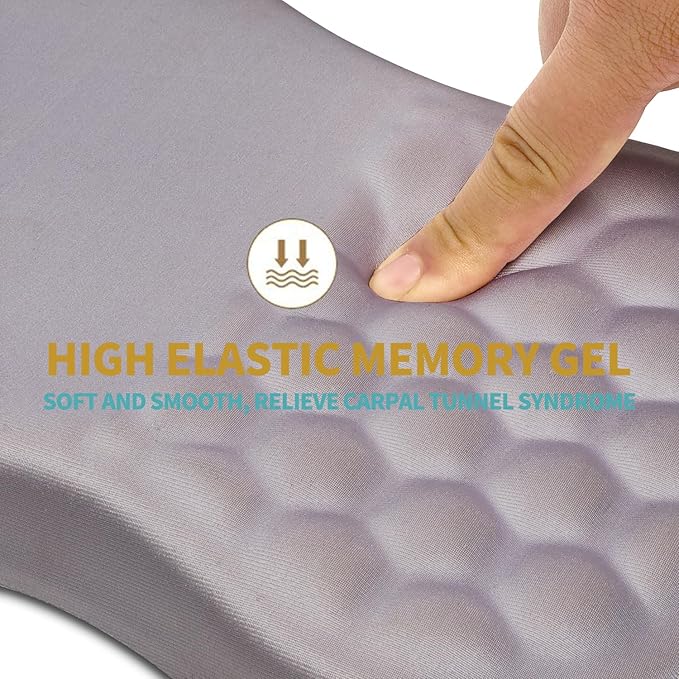 Hokafenle Ergonomic Mouse Pad Wrist Support with Massage Design, Wrist Rest Mousepad with Memory Foam&Non-Slip PU Base, Mouse Pads for Wireless Mouse & Desk (12x8 inch,Light Purple Gray)