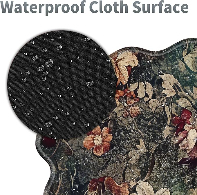 Dark Art Flowers Large Gaming Mouse Pad Plus a Coaster, 31.5 x 11.8 inches Desk Mat Extended XL Mousepad with Stitched Edge Non-Slip Rubber, Desk Pad Computer Mouse Mat for Home Office