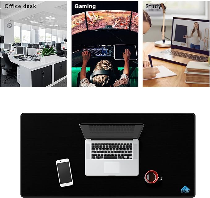 Cacoy 43" x 20" Extended Computer Rectangular Mouse Pad XXL, Oversized Large Mousepad for Full Desk, Non-Slip Rubber Base Desktop Keyboard Mouse Mat, Extended Office Desk Mat (Black)