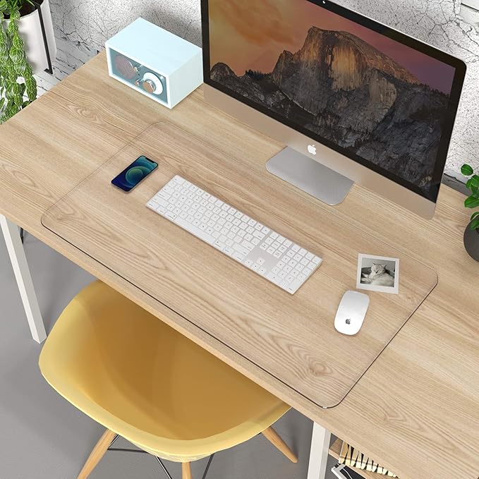 Oterri Clear Writing Desk Pad, 24’’x48” Heat Resistant Waterproof PVC Round Edge Durable Desk Protect Mat, Anti-Static Writing Mat Table Protector