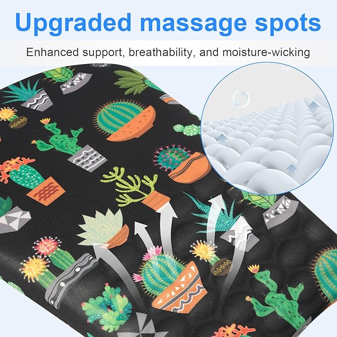 Ergonomic Wrist Mouse Pad with Massage Design, Wrist Rest Mousepad with Memory Foam Non-Slip PU Base, Mouse Pad with Wrist Support for Wireless Mouse & Desk, Y Potted Cactus