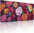 XXL Gaming Mouse Pad, Vintage Roses Floral Design, 35.4 x 15.7 Inches, Non-Slip Rubber Base, Microfiber Cloth, Extended Rectangular Desk Mat