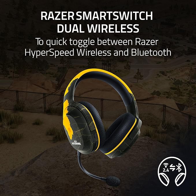 Razer Barracuda X Wireless Gaming & Mobile Headset (PC, PlayStation, Switch, Android, iOS): 2.4GHz Wireless + Bluetooth - Lightweight - 40mm Drivers - Detachable Mic - 50 Hr Battery - PUBG Edition