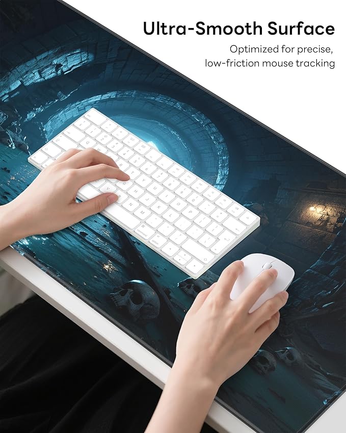 XL Gaming Mouse Pad, 31.5x15.7'' Large Desk Mat with Anti-Slip Rubber Base & Stitched Edges for Gaming, Office, Home, Dark Tunnel