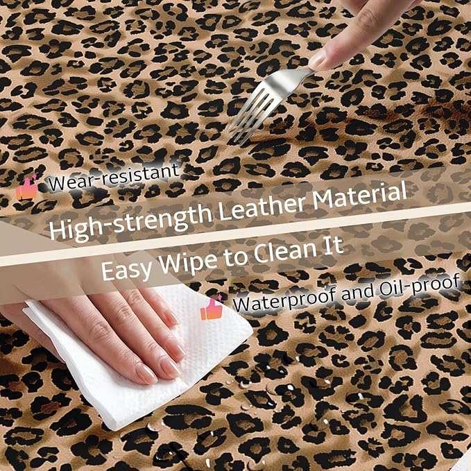 Mouse Pad Leather Desk Mat Large Keyboard Cute Office Desktop Computer Laptop XXL Long Big Aesthetic Modern Design Women Girls Gaming Gamer Oversized Wide Mousepad 31.5"x15.7", Leopard