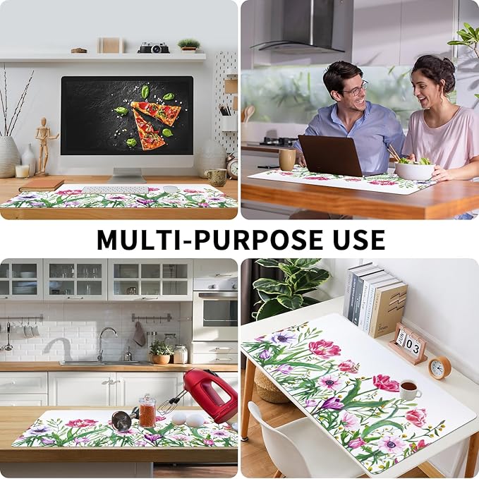 Bloss Desk Mat Tulip, Leather Desk Pad, Desk Matt for Desktop, Waterproof Desk Pad Mat, Computer Mat for Office/Home/Decor/Desk Protector(31.5 x 15.7 Inches)