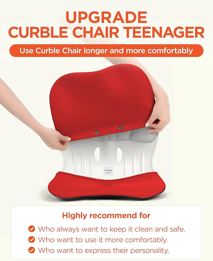 curble Wider Cover, for Wider Chair, Ergonomic Chair Back Support and Lumbar Support (Cover Red)