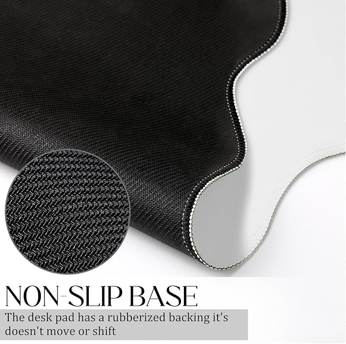 Scalloped Desk Mat Large Scalloped Piping Cute Desk Mat Aesthetic Preppy Table Pad Large Nonslip Pad with Edge Stitching Waterproof Gaming(White,31.5 x 15.75 Inches)