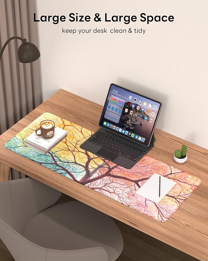 Nature Mouse Pad, 31.5 x 11.8 Large Desk Mat with Stitched Edges & Non-Slip Base, Mousepad for Office, Home, Work, Sunset Tree