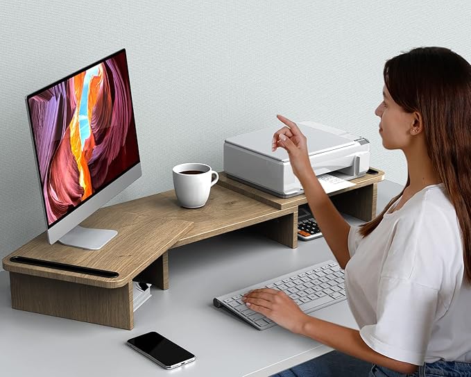 Zimilar Dual Monitor Stand Riser – Wood