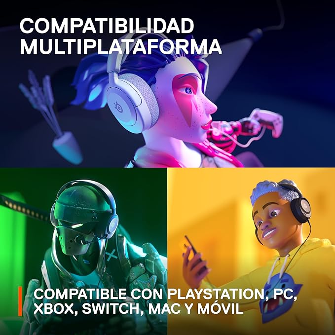 SteelSeries Arctis Nova 1P Multi-System Gaming Headset — Hi-Fi Drivers — 360° Spatial Audio — Comfort Design — Durable — Lightweight — Noise-Cancelling Mic — PS5/PS4, PC, Xbox, Switch - White