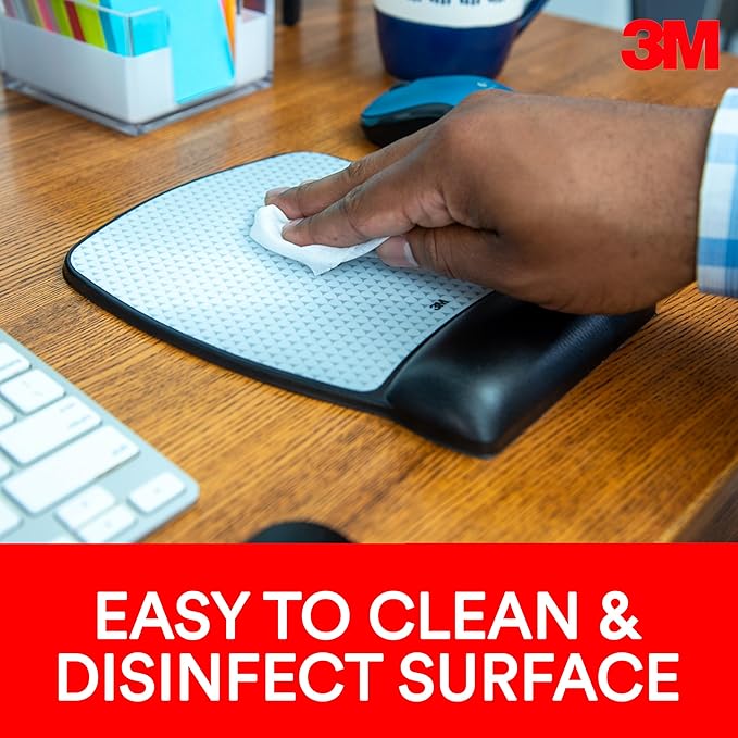 3M Precise Mouse Pad with Gel Wrist Rest, Soothing Gel Comfort with Durable, Easy to Clean Leatherette Cover, Optical Mouse Performance, 9.2" x 8.7", Black (MW310LE)