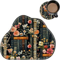 Cute Mouse Pad Plus 1 Coaster, Small Gaming Mouse Mat 11.8 x 9.45 inches, Travel Mouse Pads with Durable Stitched Edges Non-Slip Base, Flowers Bookshelves Decor Mousepad for Office Home