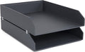 Bigso Hakan Letter Trays - Stackable Paper Tray Organizer with Stable Rubber Feet for A4 or Letter Size Documents - 9.1 in x 12.2 in x 2.4 in - Pack of 2 - Dark Grey