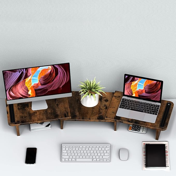 Zimilar Dual Monitor Stand Riser – Rust Brown Large