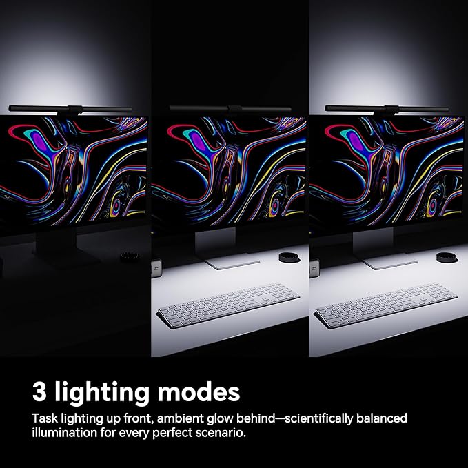 Gemini Ultra Monitor Light Bar, Computer Screen Monitor Light Lamp Eye-Care Desk Lamp, Stepless Dimming Brightness & Color Temperature, No Screen Glare, Space Saving for Home Office Gaming