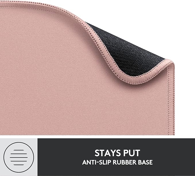 Logitech Mouse Pad - Studio Series, Computer Mouse Mat with Anti-Slip Rubber Base, Easy Gliding, Spill-Resistant Surface, Durable Materials, Portable, in a Fresh Modern Design, Darker Rose