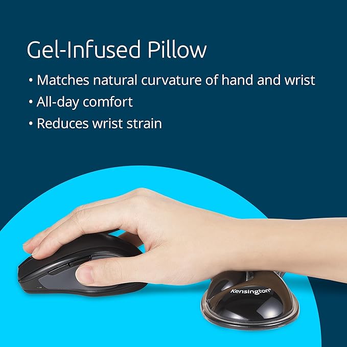 Kensington Slim Duo Gel Mouse Wrist Rest Support Cushion for Low Profile Mice & Trackballs, Ergonomic Mouse Wrist Support, Comfortable Non-Skid Gel, Gray 7.56" x 2.83" x 0.87" K62438NA