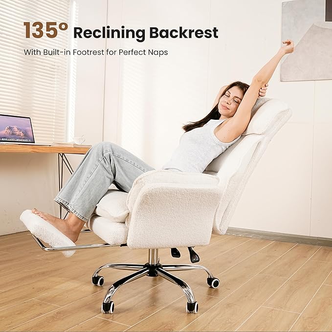 Big and Tall Office Chair, Flip Armrests for Pets & Cross Legged Sitting, Executive Ergonomic Computer Gaming Chair with Foot Rest, Crystal Velvet Wide Seat Reclining Desk Chair