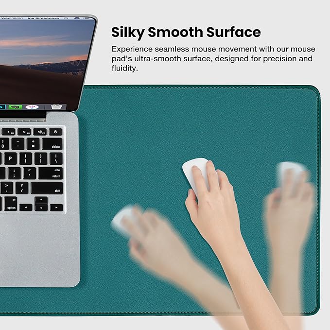 ALOANES Waterproof Mouse Pad, XL Gaming Keyboard Pad with Anti-Slip Base, Grain Jacquard Surface, Extend Desk pad for Gamer, Office & Home, Green Mousepad 31.5"x 11.8"x 0.12"