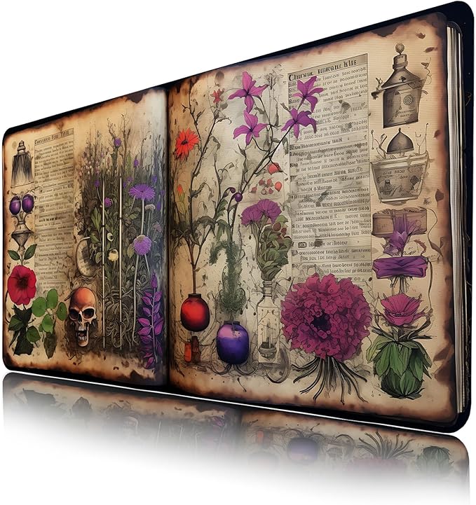 Dark Academia Desk Mat,Vintage Witchy XXL Gaming Mouse Pads,Aesthetic Large Waterproof Non-Slip Rubber Mouse Pad with Stitched Edges Office Home Computer Desk Accessories,35.4 x 15.7 in