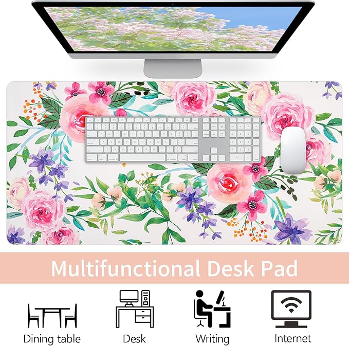 Long Desk Mat, Large Mouse Pad for Desk, Women Girls Waterproof Large Keyboard Pad, Cute Computer Mat for Office Work/Home/Decor/Desktop Accessories (47.2"x16.9")