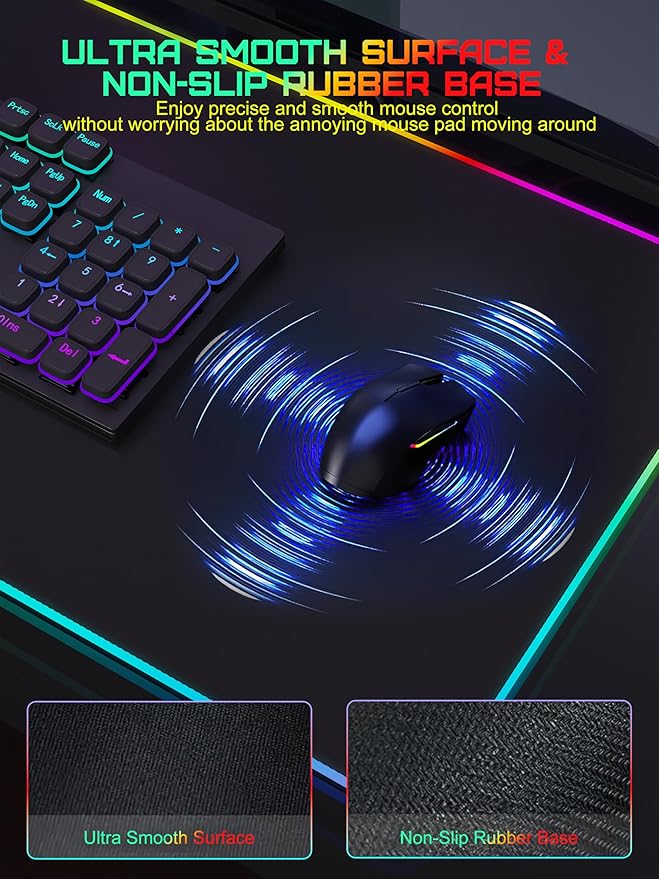 TopMade Mouse Pad with Wireless Charging, 31.5" x 15.75" Large Desk Mat RGB Gaming Mousepad, LED Desk Pad Keyboard Pad, Waterproof Desk Pad (Includes 20W PD Power Adapter & 6.56ft Woven Cable)