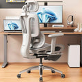 Vonesse Ergonomic Office Chair with Footrest, Desk Chairs with Adjustable 3D Headrest and Armrests, Computer Gaming Chair with Dynamic Lumbar Support & Adjustable Depth Breathable Mesh Seat (Grey)